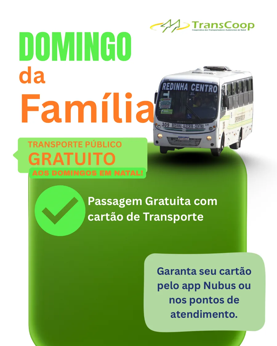 Cartaz do Domingo da Família — transporte gratuito aos domingos